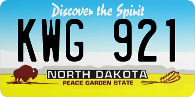 ND license plate KWG921