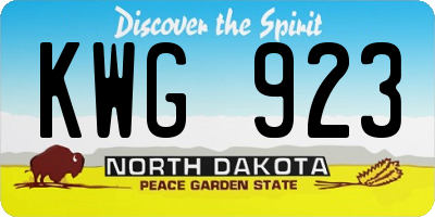 ND license plate KWG923