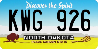 ND license plate KWG926