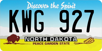 ND license plate KWG927
