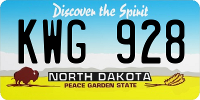ND license plate KWG928
