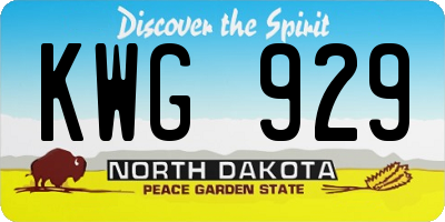 ND license plate KWG929