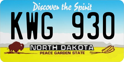 ND license plate KWG930