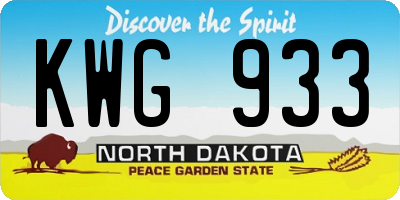 ND license plate KWG933