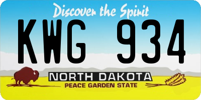 ND license plate KWG934