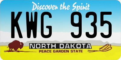 ND license plate KWG935