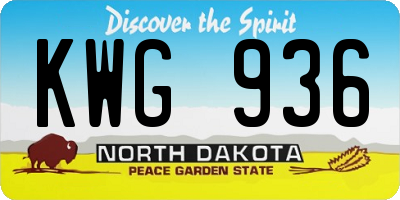ND license plate KWG936