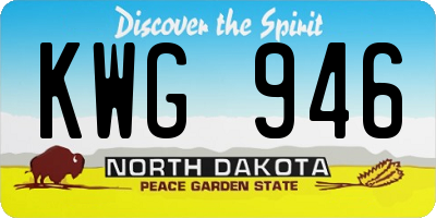 ND license plate KWG946