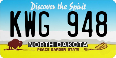 ND license plate KWG948