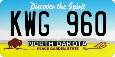 ND license plate KWG960