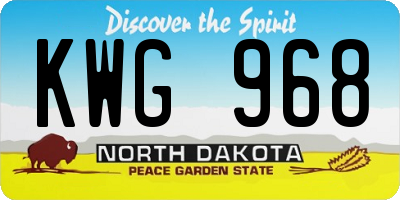 ND license plate KWG968