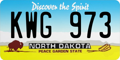 ND license plate KWG973