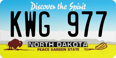 ND license plate KWG977