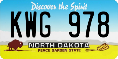ND license plate KWG978