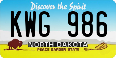 ND license plate KWG986