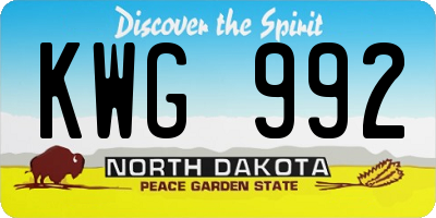 ND license plate KWG992