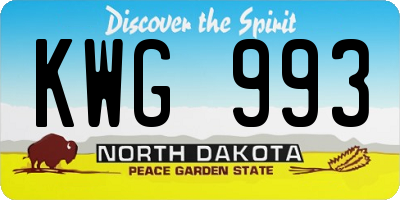 ND license plate KWG993