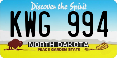 ND license plate KWG994