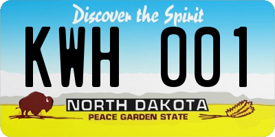 ND license plate KWH001