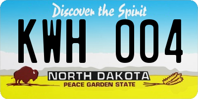ND license plate KWH004