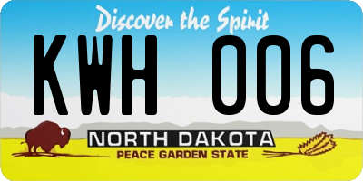 ND license plate KWH006