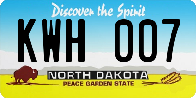 ND license plate KWH007