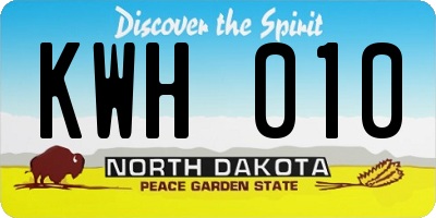 ND license plate KWH010