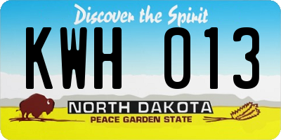 ND license plate KWH013