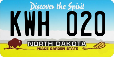 ND license plate KWH020