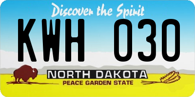 ND license plate KWH030