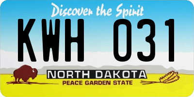 ND license plate KWH031
