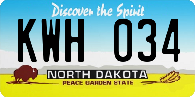 ND license plate KWH034