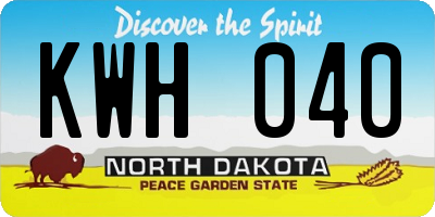 ND license plate KWH040