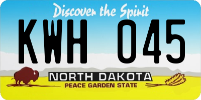 ND license plate KWH045
