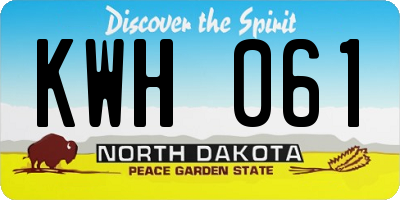 ND license plate KWH061