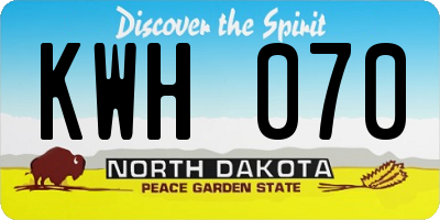 ND license plate KWH070