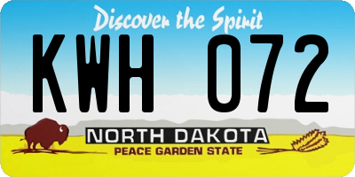 ND license plate KWH072