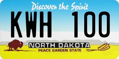 ND license plate KWH100