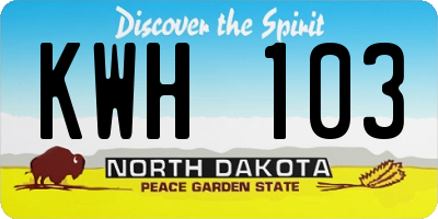 ND license plate KWH103
