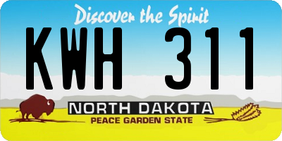 ND license plate KWH311