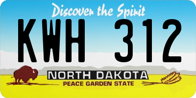 ND license plate KWH312