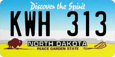 ND license plate KWH313