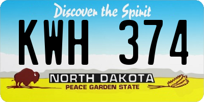 ND license plate KWH374