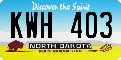ND license plate KWH403