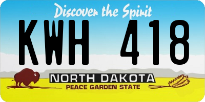 ND license plate KWH418