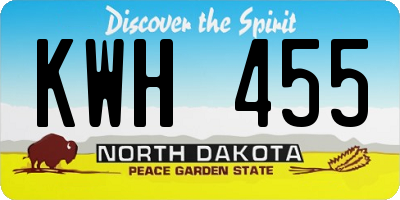 ND license plate KWH455