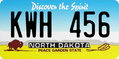 ND license plate KWH456