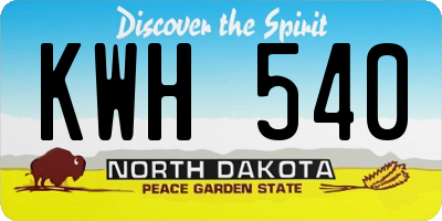 ND license plate KWH540