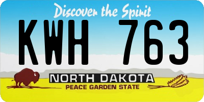 ND license plate KWH763
