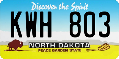 ND license plate KWH803
